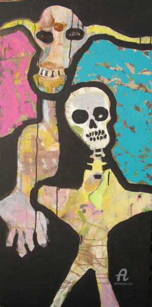Malerei mit dem Titel "Devil and death" von Reiner Poser, Original-Kunstwerk, Acryl