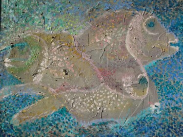 Malerei mit dem Titel "Fische unter Wasser" von Reiner Poser, Original-Kunstwerk, Öl
