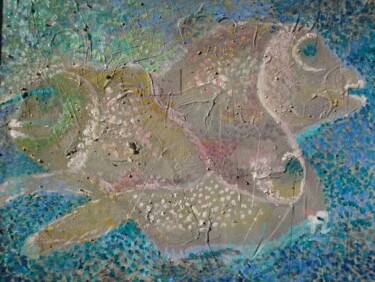 Painting titled "Fische unter Wasser" by Reiner Poser, Original Artwork, Oil