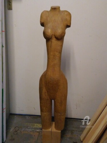 Sculpture intitulée "Torso junges Mädchen" par Reiner Poser, Œuvre d'art originale, Bois