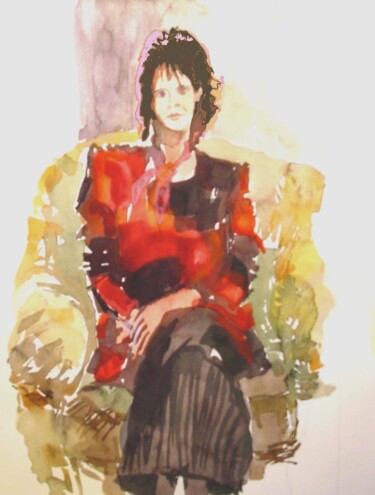 Painting titled "Porträt Annabella" by Reiner Poser, Original Artwork, Watercolor