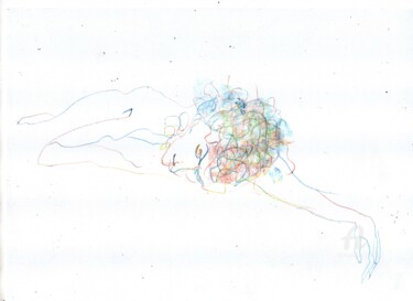 Рисунок под названием "Schlafende" - Reiner Poser, Подлинное произведение искусства, Цветные карандаши