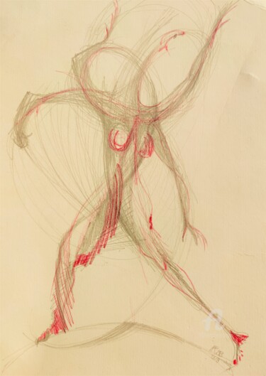 Dessin intitulée "Tänzer" par Reiner Poser, Œuvre d'art originale, Crayon