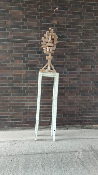 Skulptur mit dem Titel "Head like" von Reiner Poser, Original-Kunstwerk, Holz