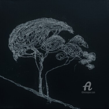 Zeichnungen mit dem Titel "Der Baum am Hang" von Reiner Poser, Original-Kunstwerk, Kreide