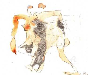 Pittura intitolato "Dancing People" da Reiner Poser, Opera d'arte originale, Matita