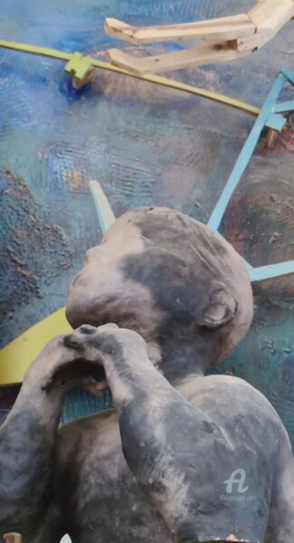 Skulptur mit dem Titel "Nachdenklicher" von Reiner Poser, Original-Kunstwerk, Keramik