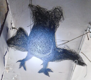 Sculpture intitulée "The Big Bird" par Reiner Poser, Œuvre d'art originale, Fil de fer