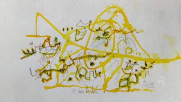 Drawing titled "Yellow Icecream" by Reiner Poser, Original Artwork, Watercolor