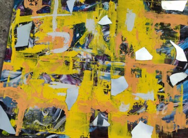 Collages intitulée "Mirror on Yellow" par Reiner Poser, Œuvre d'art originale, Collages