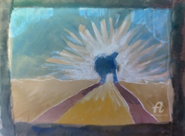 Картина под названием "Through the heat of…" - Reiner Poser, Подлинное произведение искусства, Акварель