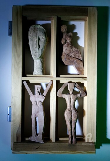Sculptuur getiteld "The Judgement of Pa…" door Reiner Poser, Origineel Kunstwerk, Hout