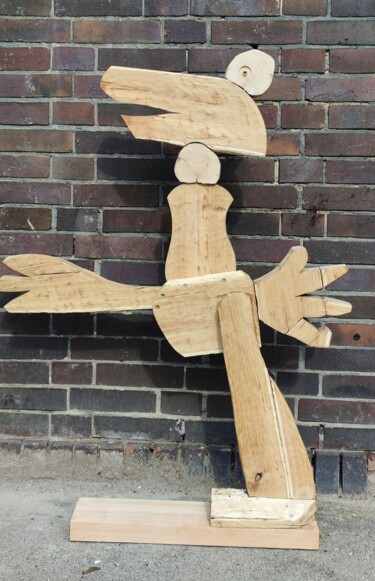 Sculptuur getiteld "Windy weather" door Reiner Poser, Origineel Kunstwerk, Hout