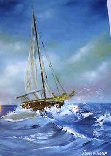 Peinture intitulée "bateau.jpg" par Reine-Rose, Œuvre d'art originale