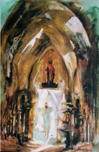 Pintura intitulada "Catedral" por Reinis, Obras de arte originais