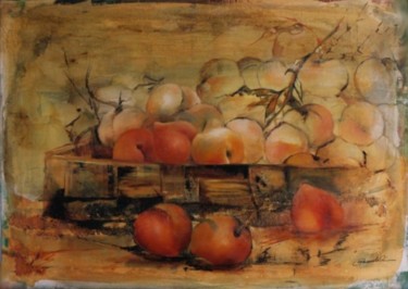 Pintura intitulada "Pessegos" por Reinis, Obras de arte originais