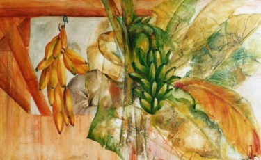 Pintura intitulada "Vendedor de Bananas" por Reinis, Obras de arte originais, Óleo