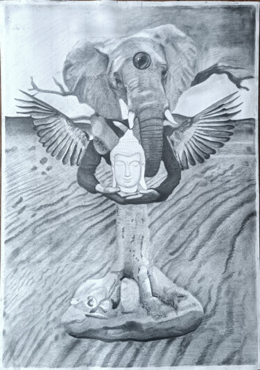 Dibujo titulada "Una nueva religión" por Reinold Mesa, Obra de arte original, Lápiz Montado en Cartulina