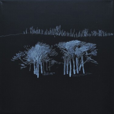 Trees at midnight Drawing titled "Trees at midnight" by Reiner Poser, Original Art, Chalk