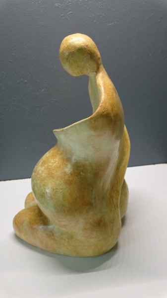 Skulptur mit dem Titel "Maternité 5" von Claude Reitz, Original-Kunstwerk, Terra cotta