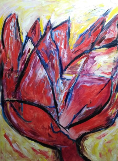 Peinture intitulée "Tulipan rojo" par Javier López Villabrille, Œuvre d'art originale, Huile
