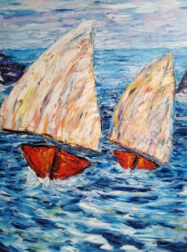 Malerei mit dem Titel "A toda vela" von Javier López Villabrille, Original-Kunstwerk, Öl