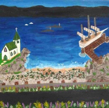 Peinture intitulée "17h00 Port aux pers…" par Deburane, Œuvre d'art originale, Huile