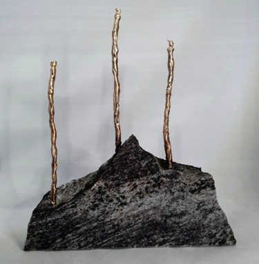 Sculpture titled "Les esprits de la t…" by Réjane Lechat, Original Artwork, Bronze