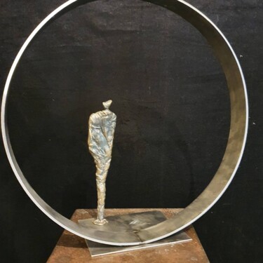 Dialogue de l'infini à l'un fini.. grand Sculpture intitulée "Dialogue de l'infin…" par Réjane Lechat, Œuvre d'art originale, Bronze
