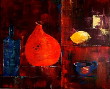 Картина под названием "Avec un citron" - Réjane Lechat, Подлинное произведение искусства, Акрил Установлен на Деревянная рам…