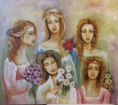 Pintura intitulada "mulheres-03-ost-80x…" por Rejane Pansera, Obras de arte originais, Outro