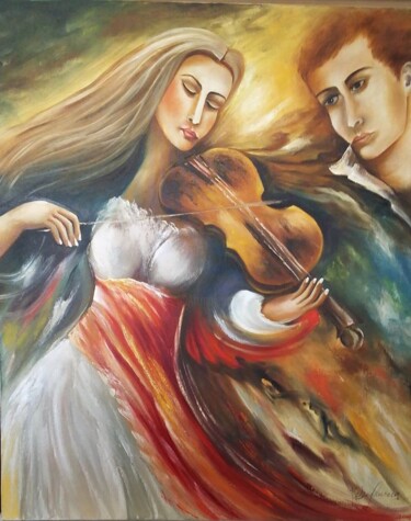 Pintura intitulada "suave-melodia-ost-8…" por Rejane Pansera, Obras de arte originais