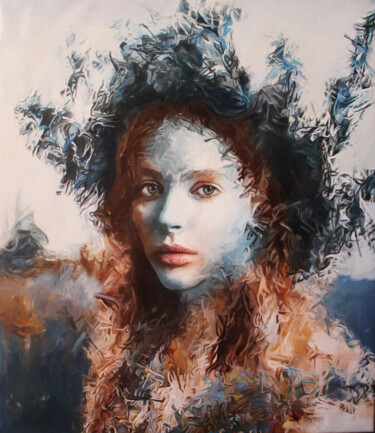 Malerei mit dem Titel "Femme bleue" von Rékai Zsolt, Original-Kunstwerk, Öl