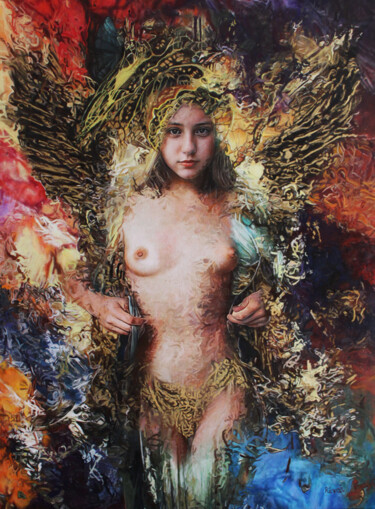 Peinture intitulée "The fourteen angel" par Rékai Zsolt, Œuvre d'art originale, Huile