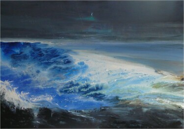 Painting titled "Wintermeer" by Remara, Original Artwork, Acrylic Mounted on Wood Stretcher frame