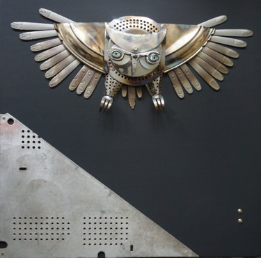 Sculpture titled "Night bird" by Vladimiras Nikonovas, Original Artwork, Stainless Steel