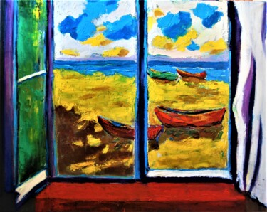 Pintura intitulada "Ventana IV" por Reme, Obras de arte originais, Óleo