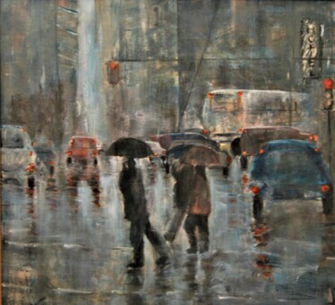 Painting titled "Día de lluvia" by Reme, Original Artwork, Acrylic