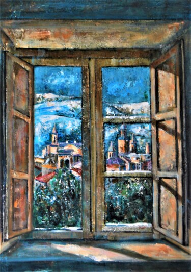 Pintura titulada "desde mi ventana" por Reme, Obra de arte original, Oleo