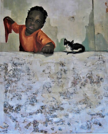 "la niña y el gato" başlıklı Tablo Reme tarafından, Orijinal sanat, Akrilik
