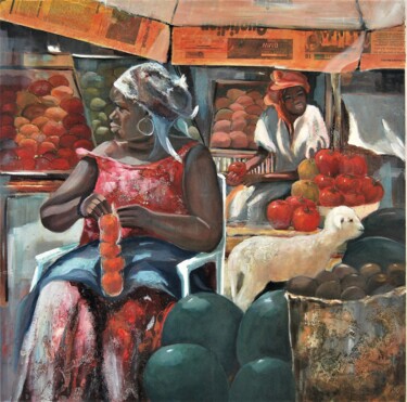 Painting titled "las manzanas" by Reme, Original Artwork, Acrylic
