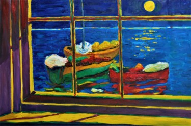 Peinture intitulée "ventana VI" par Reme, Œuvre d'art originale, Huile