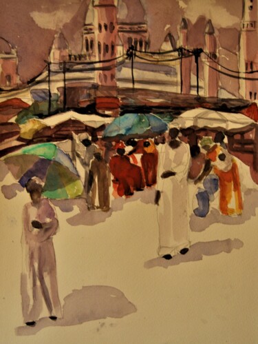 Painting titled "Dakar I" by Reme, Original Artwork, Watercolor