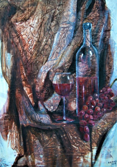 Painting titled "El vino" by Reme, Original Artwork, Acrylic