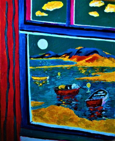 Painting titled "los barcos" by Reme, Original Artwork, Oil