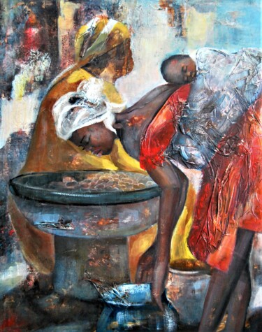 Painting titled "En el hogar" by Reme, Original Artwork, Acrylic
