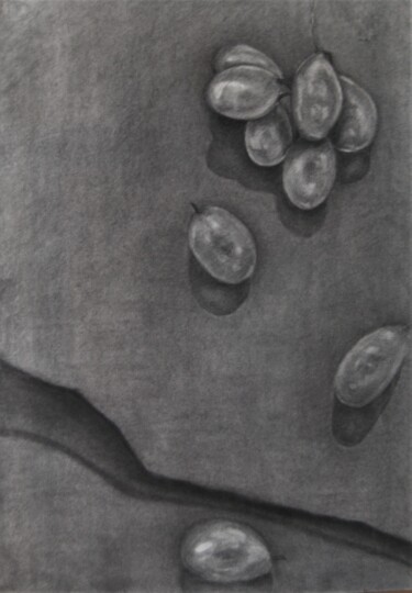 Pittura intitolato "Las uvas" da Reme, Opera d'arte originale, Carbone