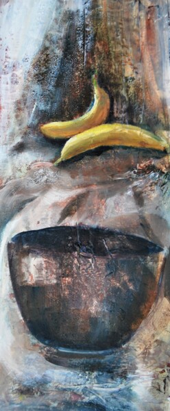 Peinture intitulée "Bodegón con plátanos" par Reme, Œuvre d'art originale, Huile