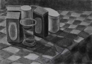 Painting titled "Bodegón III" by Reme, Original Artwork, Charcoal