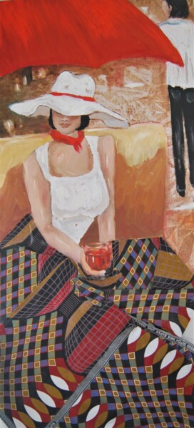 Pintura intitulada "En la terraza" por Reme, Obras de arte originais, Óleo